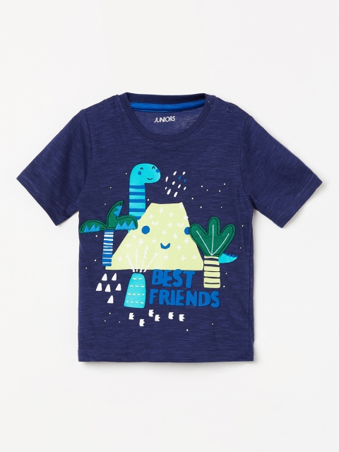 Juniors by Lifestyle Boys Navy Blue Printed Round Neck T-shirt