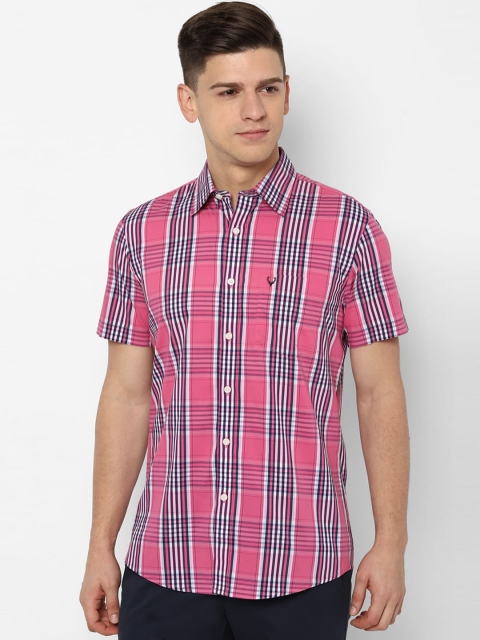 Allen Solly Men Pink & Blue Slim Fit Checked Casual Shirt