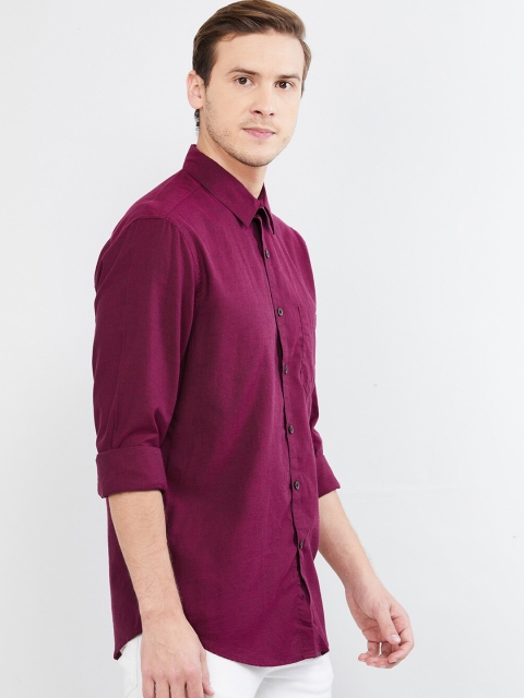 max Men Magenta Slim Fit Solid Casual Shirt