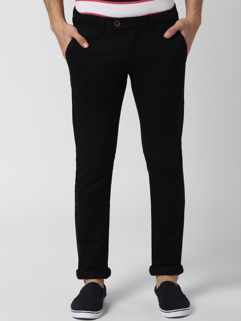 Peter England Casuals Men Black Skinny Fit Solid Regular Trousers