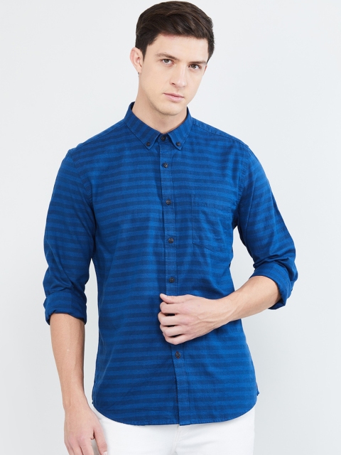 max Men Blue Regular Fit Striped Casual Shirt
