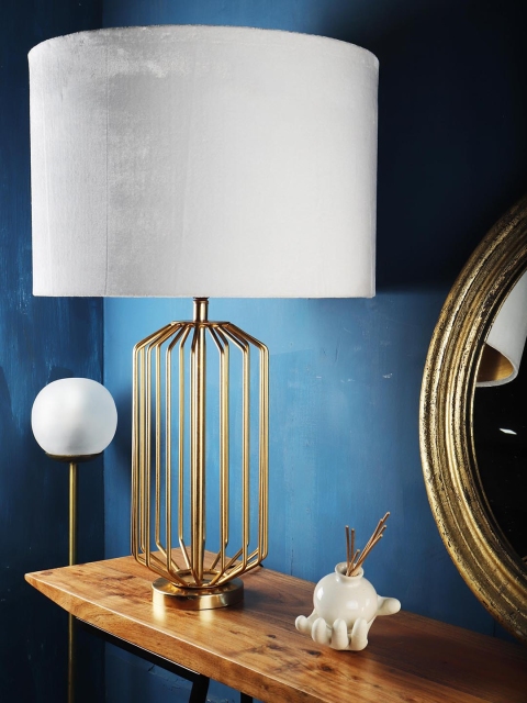 Grated Ginger White & Gold Solid Contemporary Table Lamp with Shade