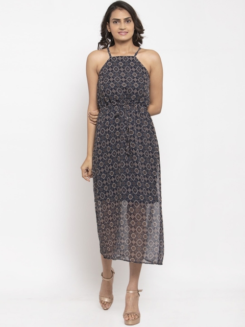 Magnetic Designs Women Navy Blue Printed Sheath Dress