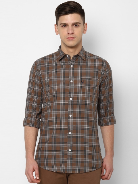 Allen Solly Men Beige Slim Fit Checked Casual Shirt