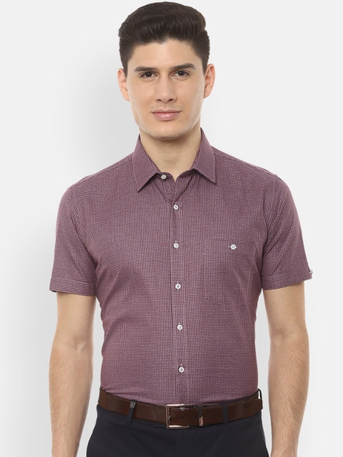 Van Heusen Men Maroon Slim Fit Printed Formal Shirt