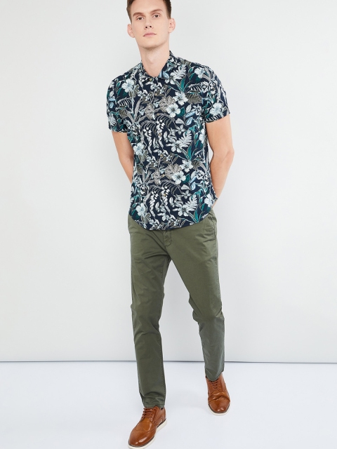 max Men Blue Regular Fit Printed Casual Shirt