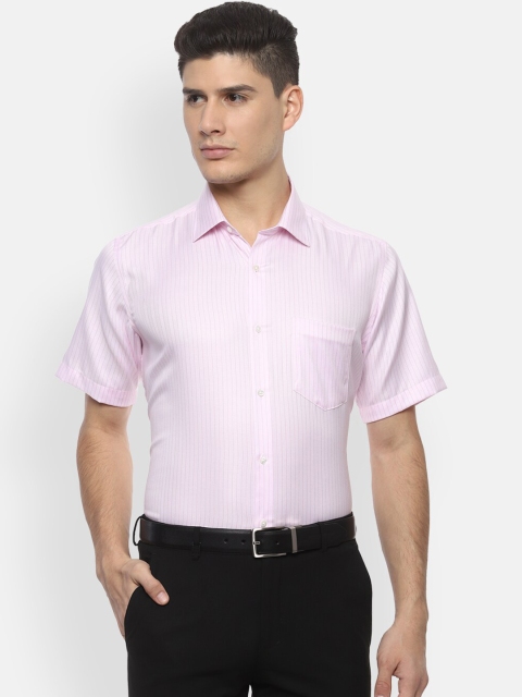 Van Heusen Men Pink Regular Fit Striped Formal Shirt