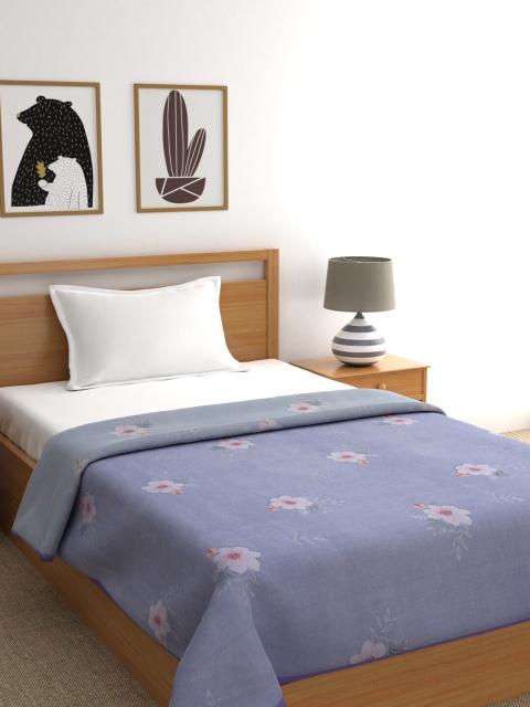 Trident Blue Floral AC Room 90 GSM Single Bed Dohar