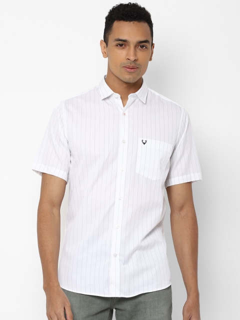Allen Solly Men White Regular Fit Striped Casual Shirt