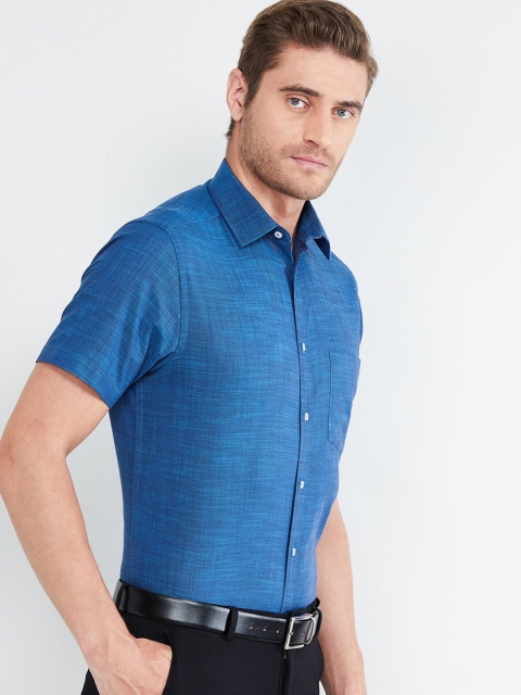 max Men Blue Regular Fit Solid Formal Shirt