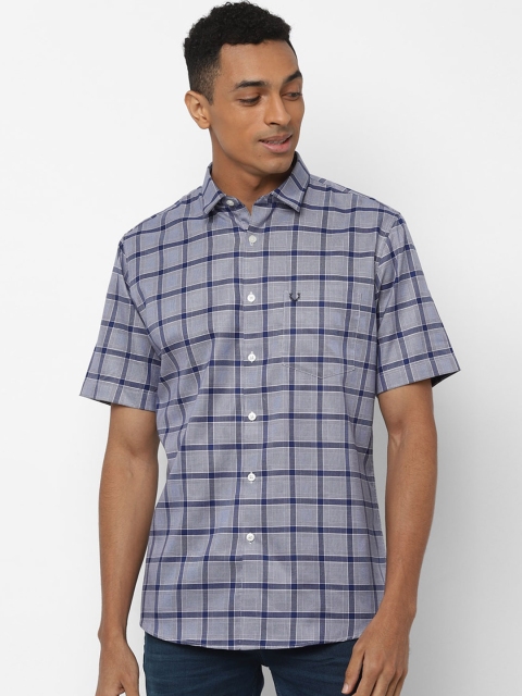 Allen Solly Men Grey & Blue Regular Fit Checked Casual Shirt