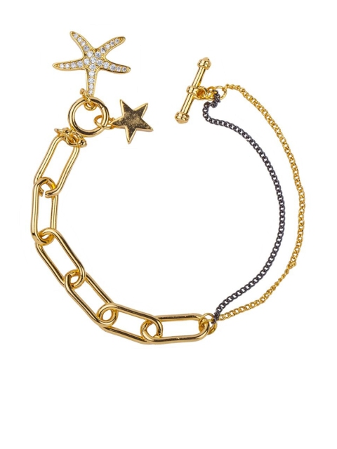 Sia Art Jewellery Gold-Plated Zircon Studded Charm Bracelet