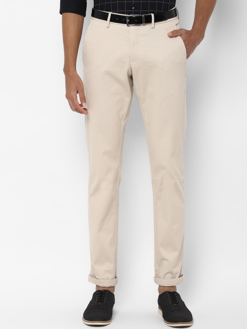 Allen Solly Men Beige Slim Fit Solid Regular Trousers