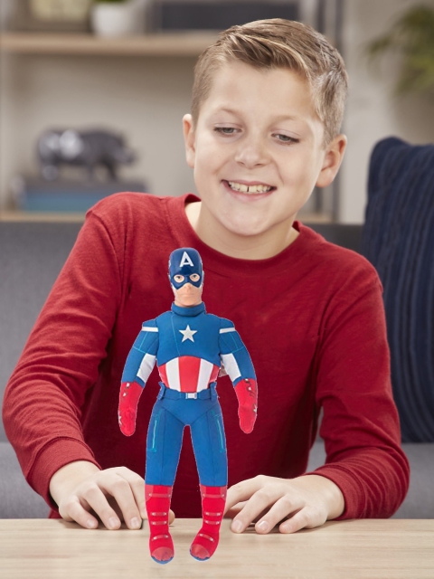 Dimpy Stuff Unisex Kids Blue & Red Captain America with PVC Face Stuffed Soft Toy