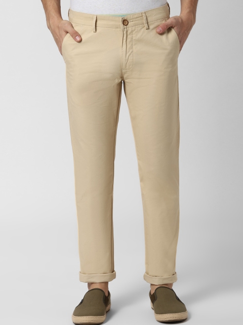 Peter England Casuals Men Beige Slim Fit Solid Chinos