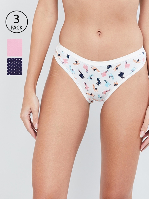 max Women Pack Of 3 Hipster Briefs NOOSWIN19BK09, Navy blue