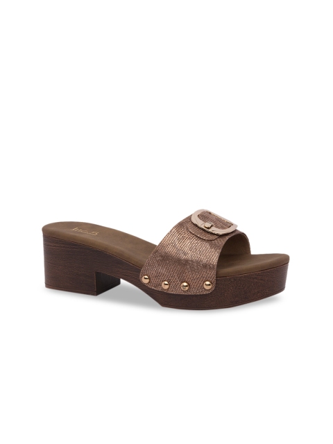 Inc 5 Women Brown Textured Heels