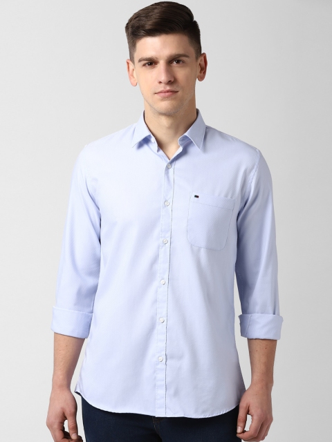 Peter England Casuals Men Blue Slim Fit Solid Casual Shirt