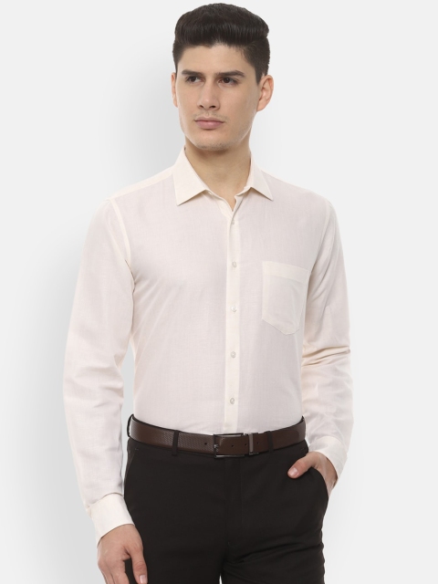 Van Heusen Men Beige Slim Fit Solid Formal Shirt
