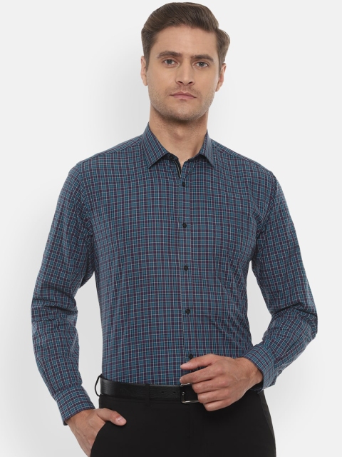 Van Heusen Men Blue Regular Fit Checked Formal Shirt
