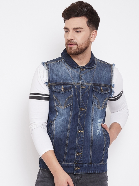 Canary London Men Blue Solid Denim Jacket