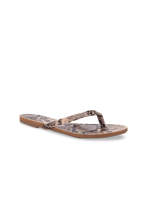 Inc 5 Women Beige Textured T-Strap Flats