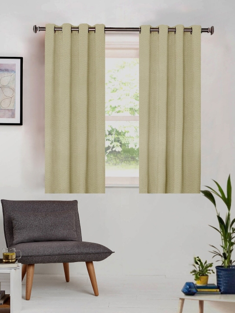 SHIVANAA HOMES Beige Single Room Darkening Curtain Curtain