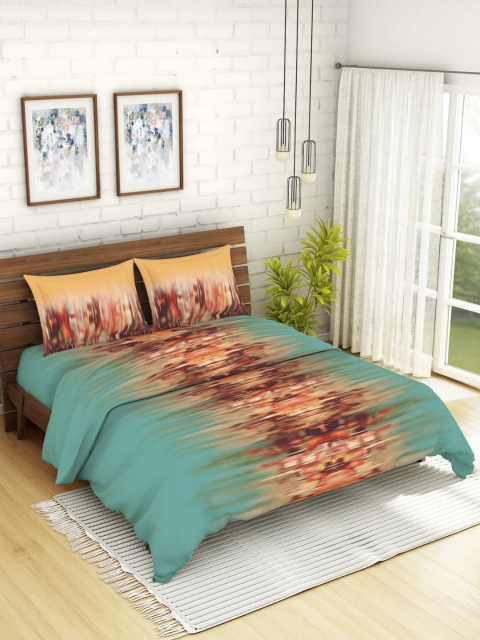 SPACES Orange & Teal Blue Abstract Print Bedding Set