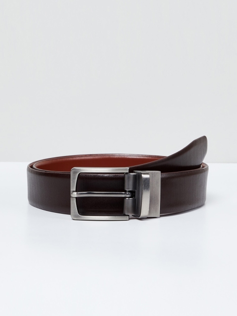 max Men Brown Solid Leather Belt