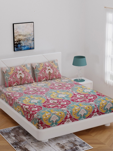 BOMBAY DYEING Pink & Green Floral 180 TC Cotton 1 King Bedsheet with 2 Pillow Covers
BOMBAY DYEING Pink & Green Floral 180 TC Cotton 1 King Bedsheet with 2 Pillow Covers
