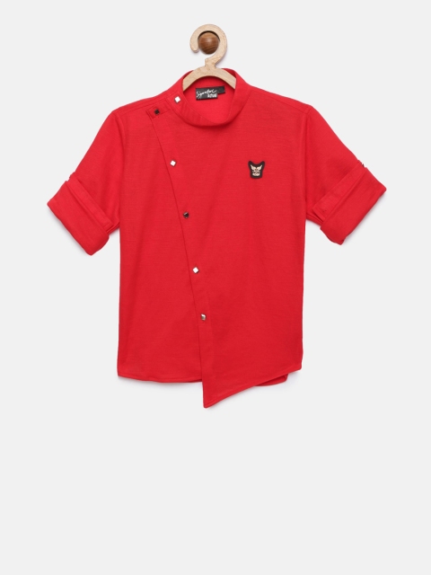 Actuel Boys Red Standard Regular Fit Solid Casual Shirt