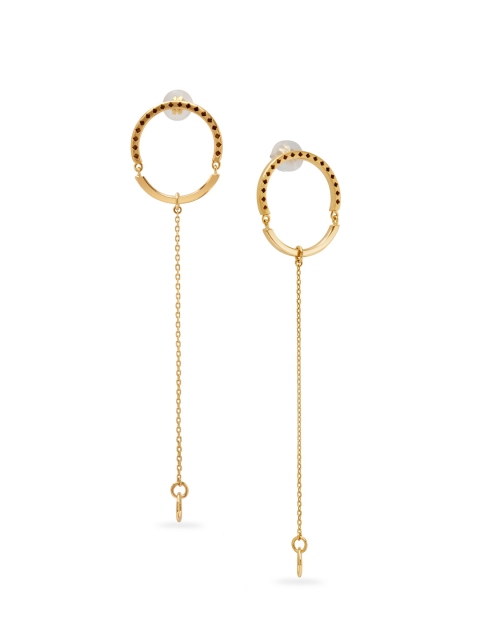 Mia by Tanishq 14 Kt Knot & Fringe Gold Drop Earrings, Yellow