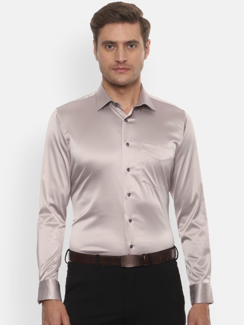 Van Heusen Men Beige Slim Fit Solid Formal Shirt