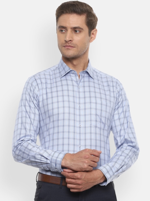Van Heusen Men Blue Regular Fit Checked Formal Shirt