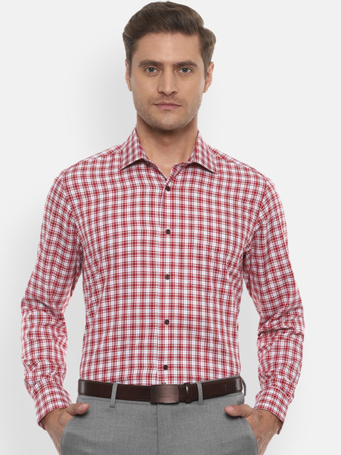 Van Heusen Men White & Red Regular Fit Checked Formal Shirt 
Van Heusen Men White & Red Regular Fit Checked Formal Shirt
