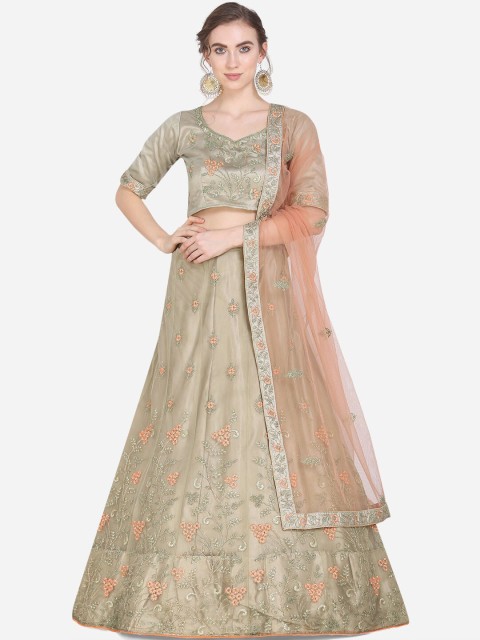 Mitera Green & Peach-Coloured Embroidered Unstitched Lehenga & Blouse with Dupatta
Mitera Green & Peach-Coloured Embroidered Unstitched Lehenga & Blouse with Dupatta
