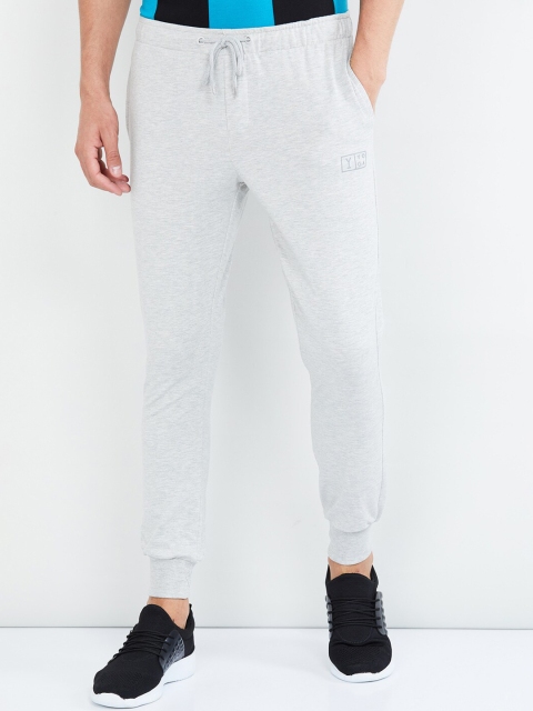 max Men Grey Melange Solid Track Pants