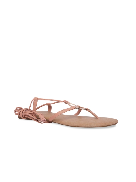 Inc 5 Women Peach-Coloured Solid Gladiators
