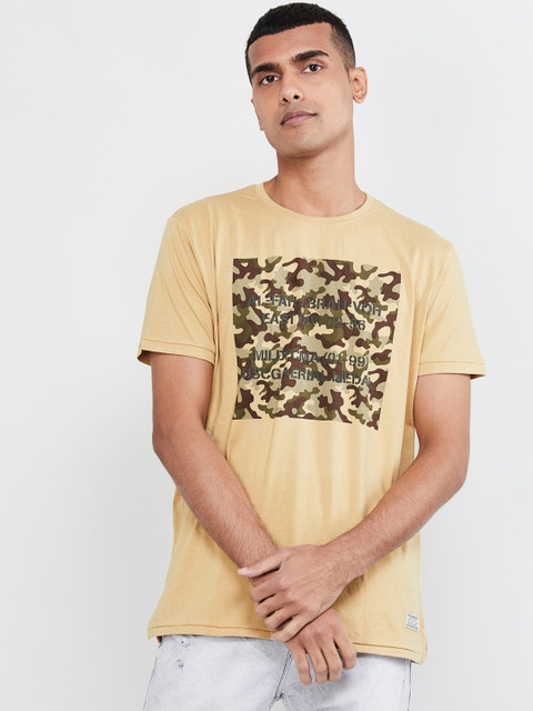 max Men Beige Printed Round Neck Pure Cotton T-shirt
max Men Beige Printed Round Neck Pure Cotton T-shirt