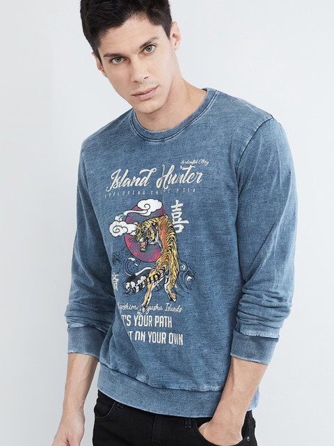 max Men Blue Printed Sweatshirt 
max Men Blue Printed Sweatshirt