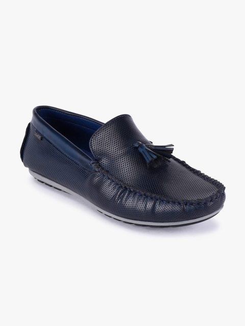Duke Men Navy Blue Perforations Loafers