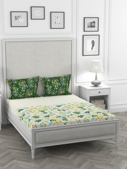 Portico New York Green & Off-White Floral 144 TC Cotton 1 King Bedsheet with 2 Pillow Covers
Portico New York Green & Off-White Floral 144 TC Cotton 1 King Bedsheet with 2 Pillow Covers