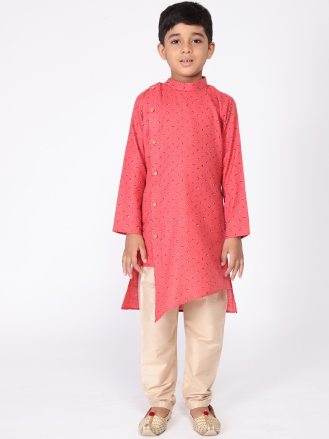 TABARD Boys Pink & Beige Printed A-Line Kurta