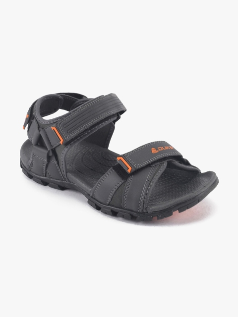 Duke Men Grey Solid Sports Sandals