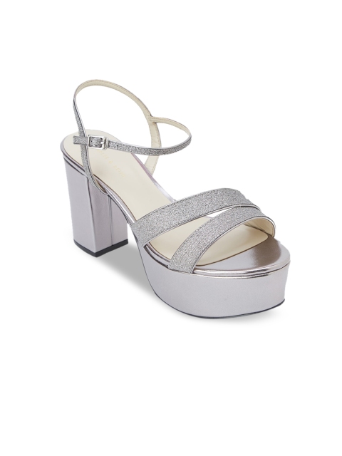 CHARLES & KEITH Women Silver-Toned Textured Heels