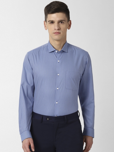 Peter England Men Blue Slim Fit Printed Formal Shirt