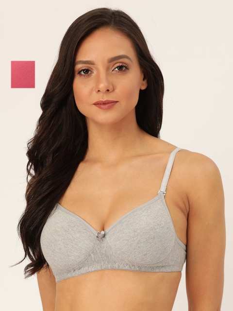 Lady Lyka Pack of 2 Melange Solid Non-Wired Lightly Padded T-shirt Bra, Peach