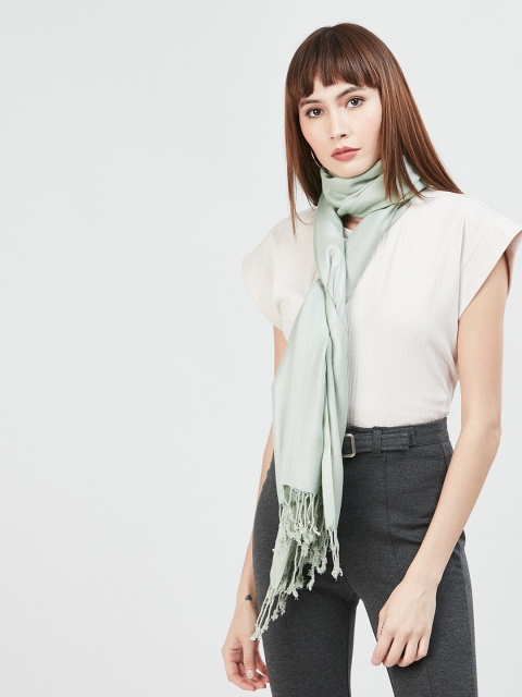 max Women Green Solid Scarf