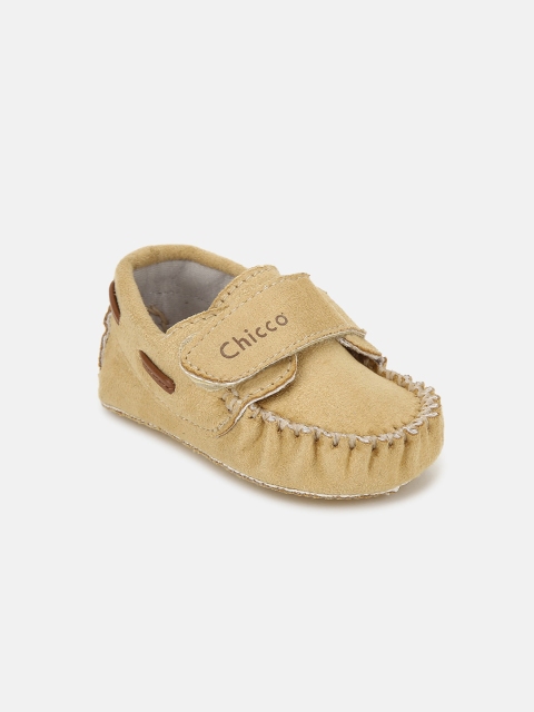 Chicco Infant Boys Beige Solid Mocassin Booties
