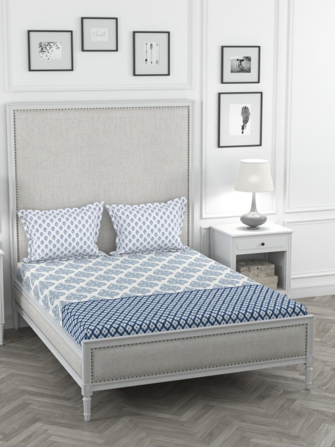 Portico New York White & Blue Ethnic Motifs 144 TC Cotton 1 King Bedsheet with 2 Pillow Covers
Portico New York White & Blue Ethnic Motifs 144 TC Cotton 1 King Bedsheet with 2 Pillow Covers